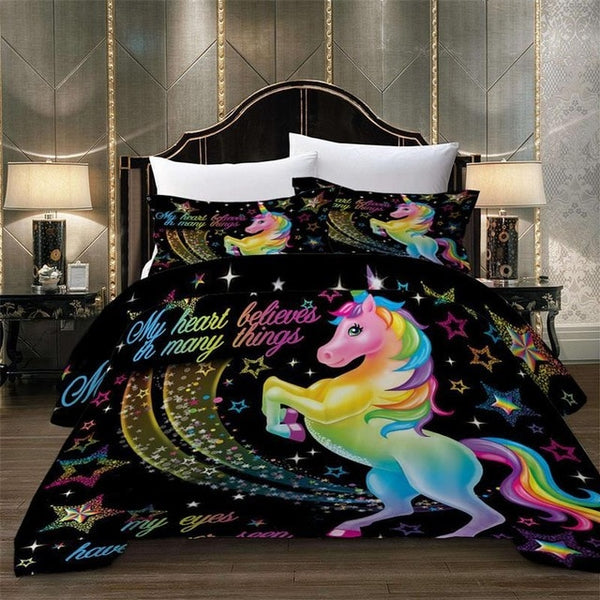 Lovely Rainbow Unicorn Pattern Bedding Set