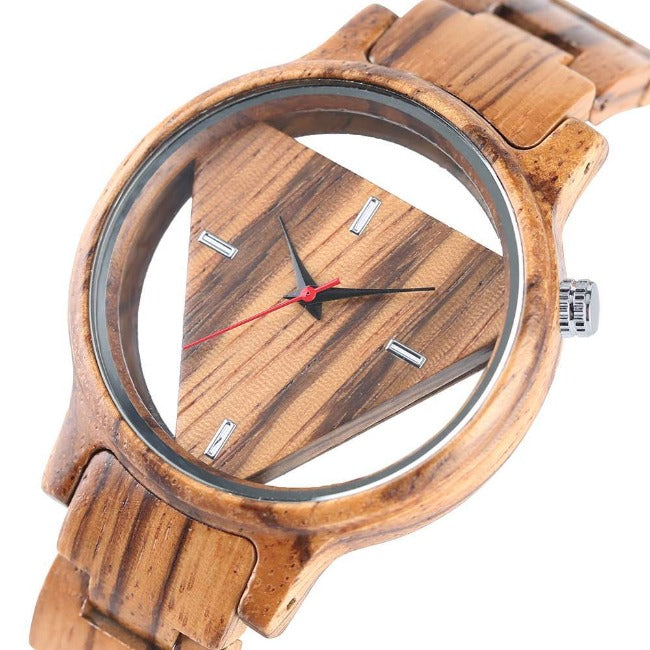 Unique Geometric Triangle Wood Watch - GearMeeUp