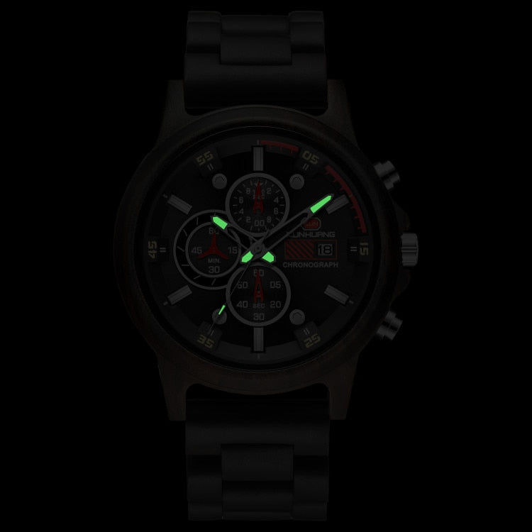 Stylish Wood Chronograph Military Mens Watch - GearMeeUp