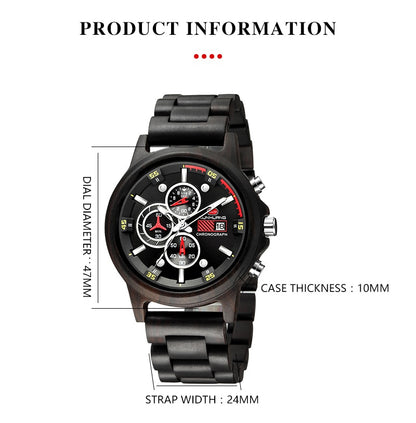 Stylish Wood Chronograph Military Mens Watch - GearMeeUp