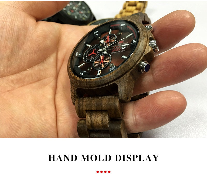 Stylish Wood Chronograph Military Mens Watch - GearMeeUp