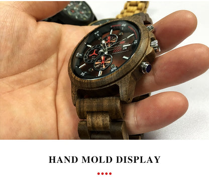 Stylish Wood Chronograph Military Mens Watch - GearMeeUp