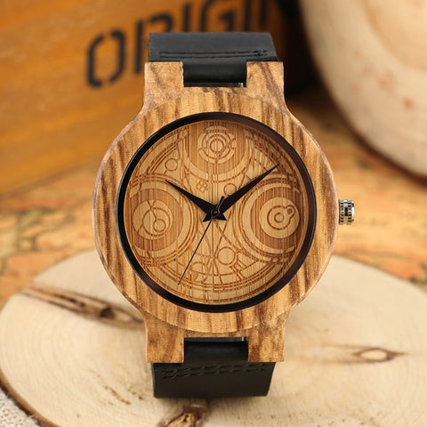 Compass Dial Pattern Wood Watch for Men - GearMeeUp