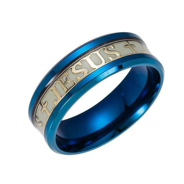 Stainless Steel Luminous Jesus Ring