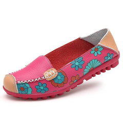 Genuine Leather Flower Print Loafer - GearMeeUp