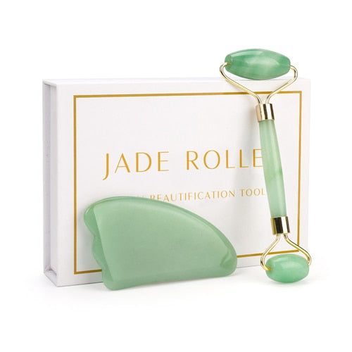 Natural Jade Rose Quartz Facial Massager - GearMeeUp