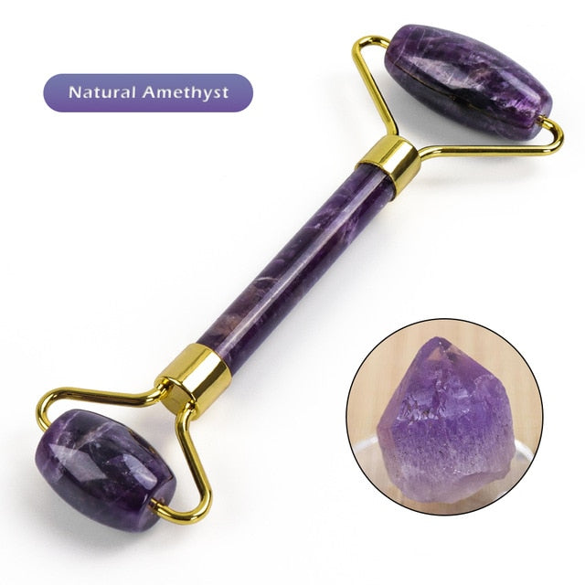 Authentic Natural Amethyst Jade Roller Massager - GearMeeUp
