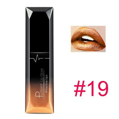 pudaier 21 Colors Metallic Liquid Lip Gloss Waterproof Matte Lip Gold 24 Hours Long - GearMeeUp